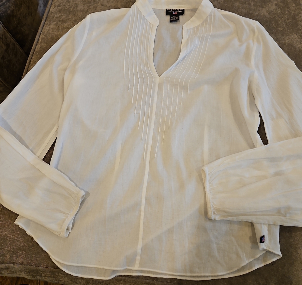 NWT Polo Jeans Co. Ralph Lauren Size Medium White Long Sleeve Blouse shirt